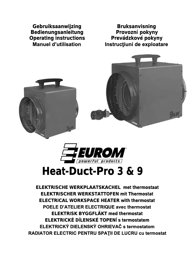Page 1 de la notice Manuel utilisateur Eurom Heat-Duct-Pro 3