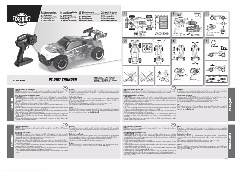 Page 1 de la notice Manuel utilisateur Dickie RC Dirt Thunder
