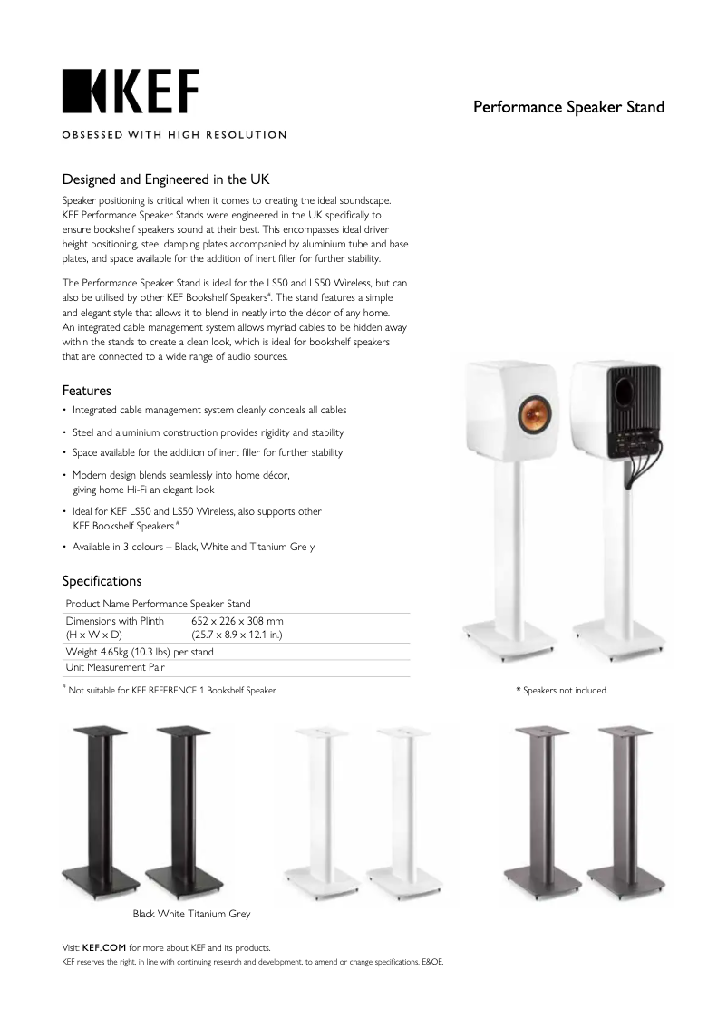 Image de la première page du manuel de l'appareil Performance Speaker Stand