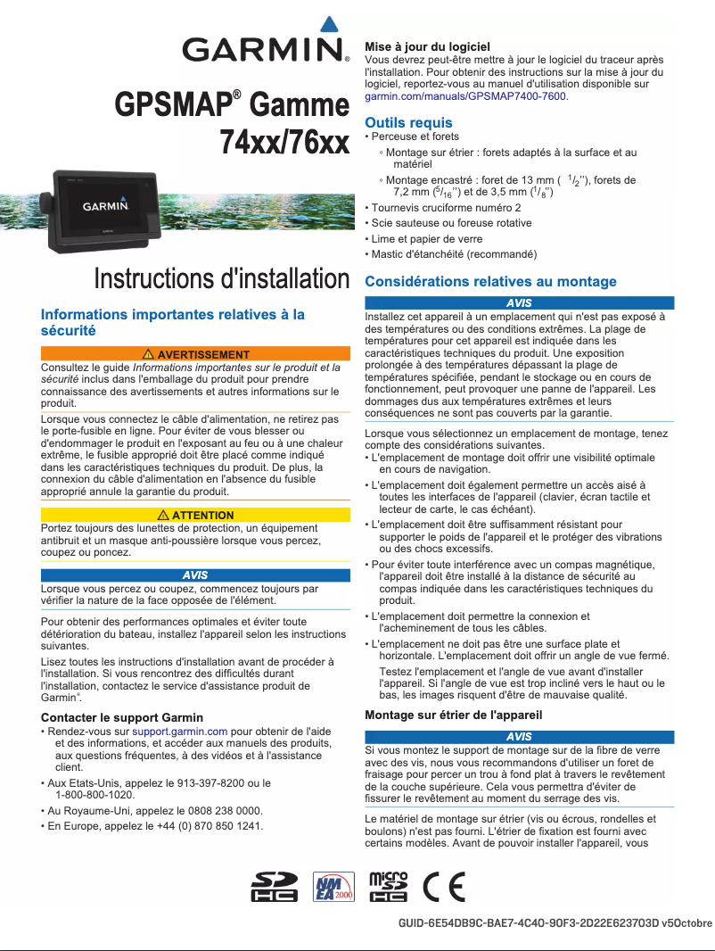 Page n°1 - Guide d'installation Garmin GPSMAP 7416xsv