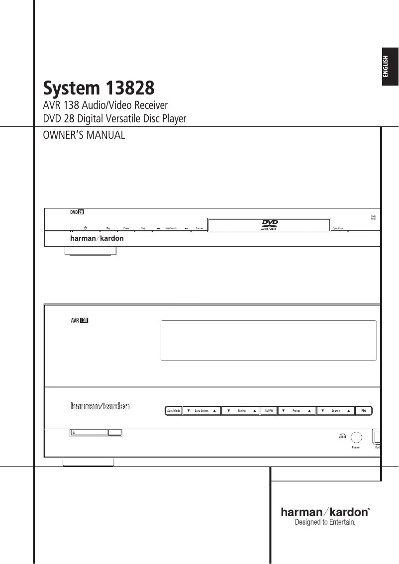 Page n°1 - Manuel utilisateur Harman Kardon AVR 138