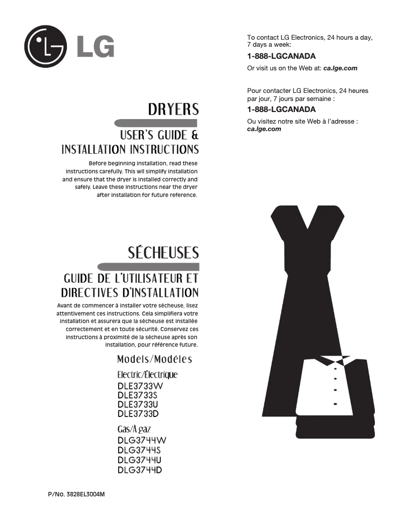 Page 1 de la notice Manuel utilisateur LG DLE3733W