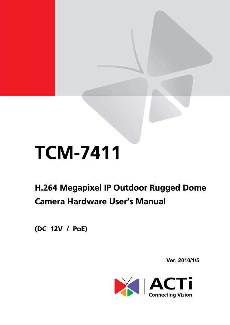Page n°1 - Manuel utilisateur ACTi TCM-7411