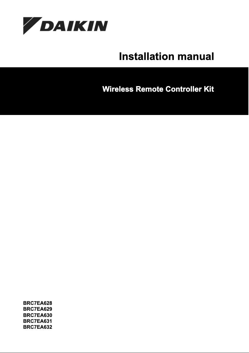 Page 1 de la notice Guide d'installation Daikin BRC7EA630