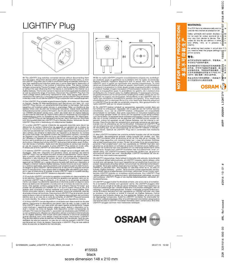 Page n°1 - Manuel utilisateur Osram LIGHTIFY Plug