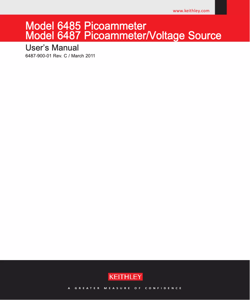 Page n°1 - Manuel utilisateur Keithley 6485