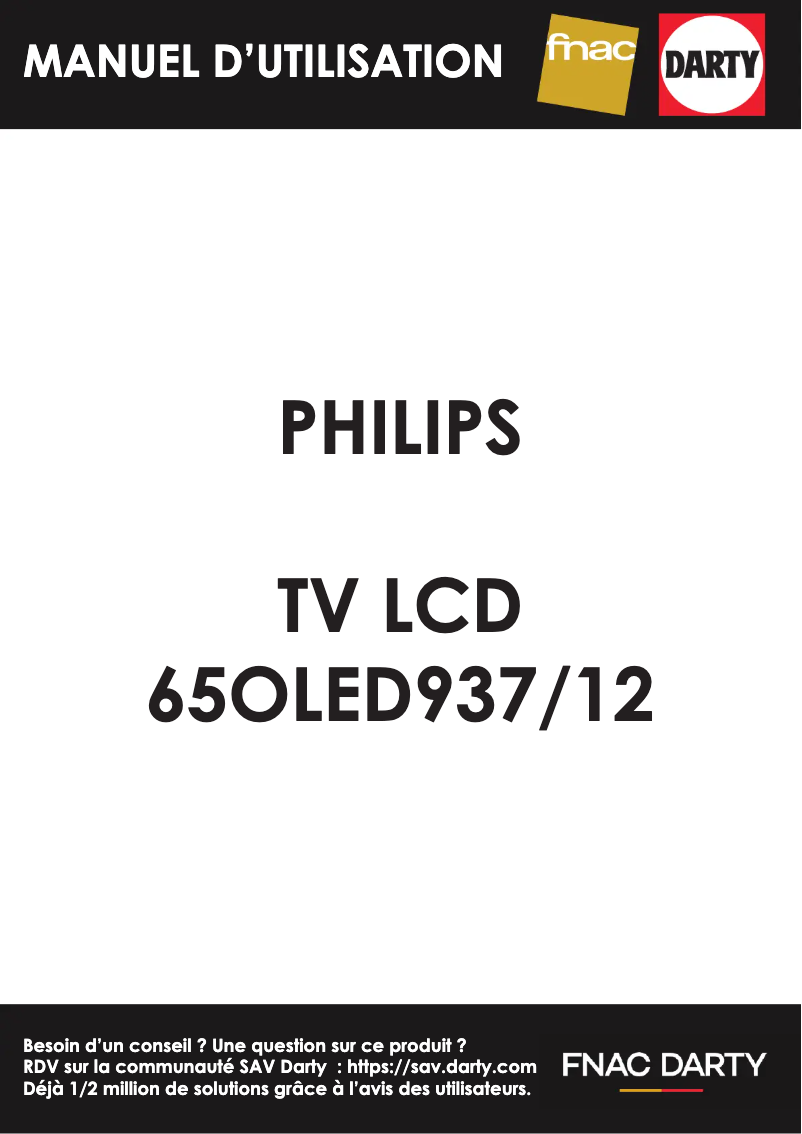 Page 1 de la notice Manuel utilisateur Philips 65OLED937