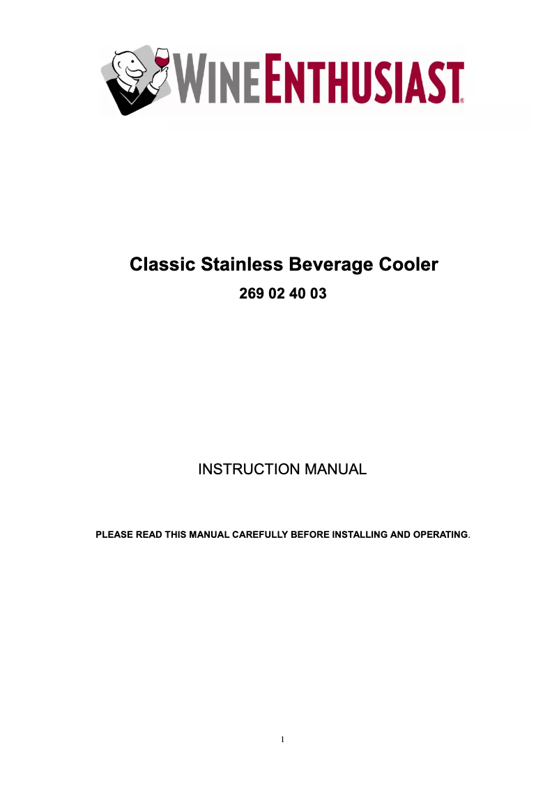 Image de la première page du manuel de l'appareil 269 02 40 03