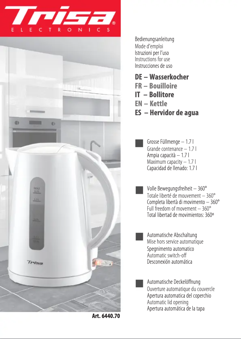 Page n°1 - Manuel utilisateur Trisa Flash Boil 6440.70