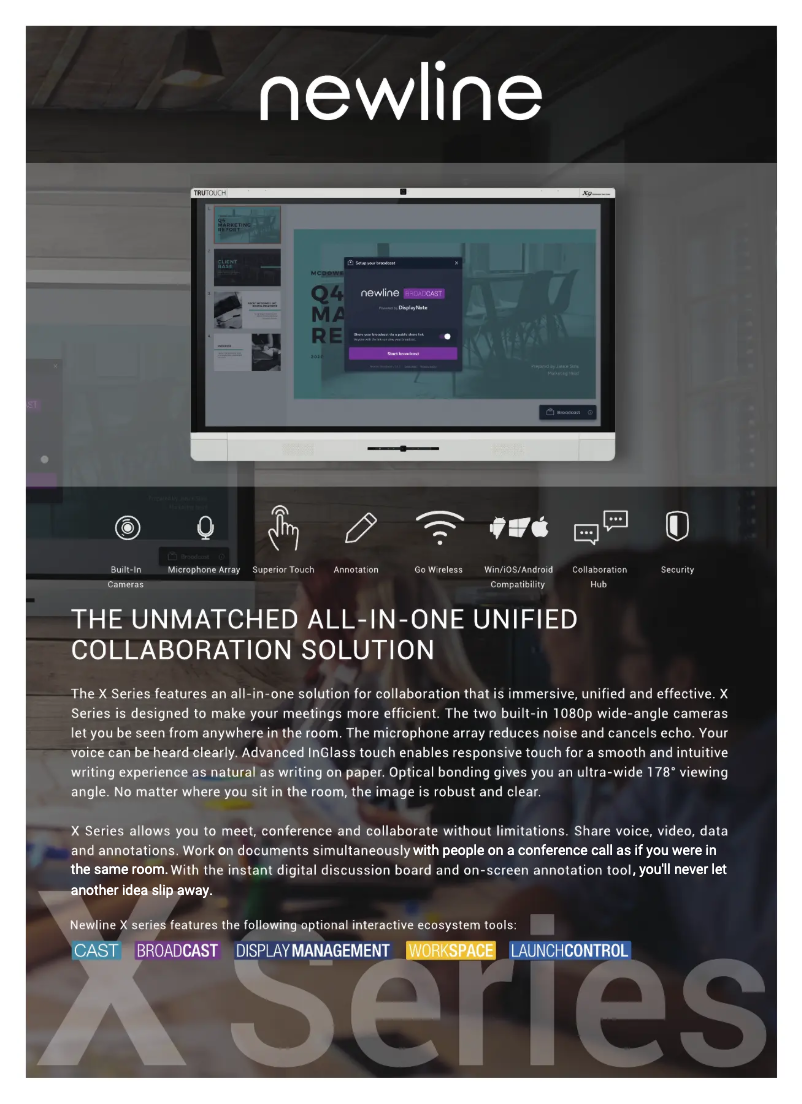 Page n°1 - Fiche technique Newline TruTouch X9