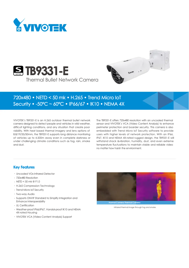 Image de la première page du manuel de l'appareil Thermal Bullet TB9331-E