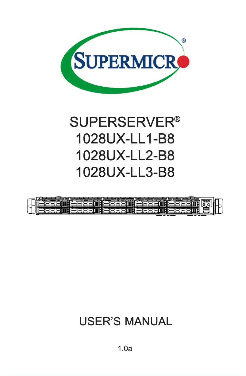 Page 1 de la notice Manuel utilisateur Supermicro SuperServer 1028UX-LL1-B8