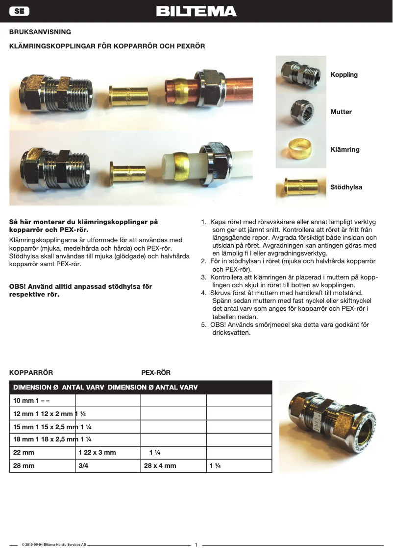 Page n°1 - Manuel utilisateur Biltema 86-626