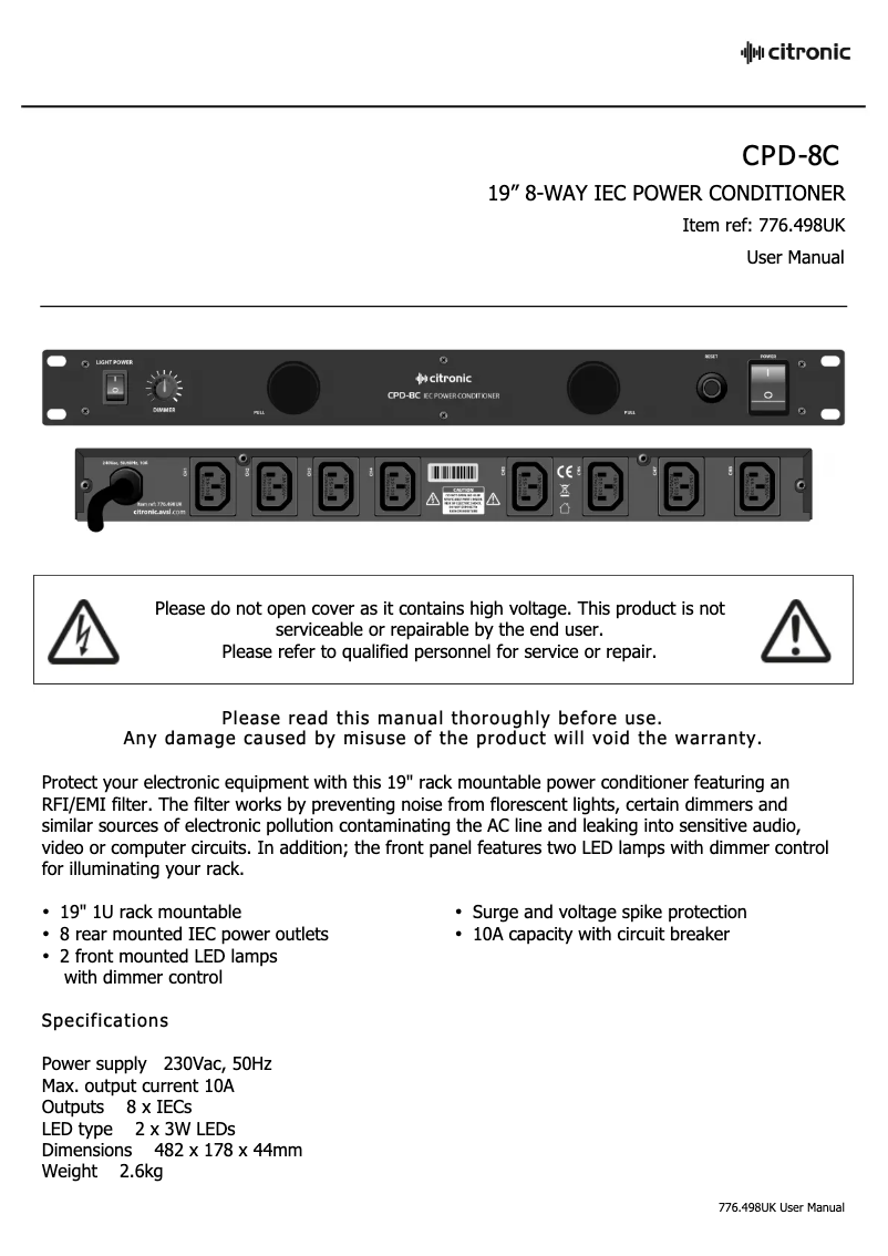 Image de la première page du manuel de l'appareil CPD-8C