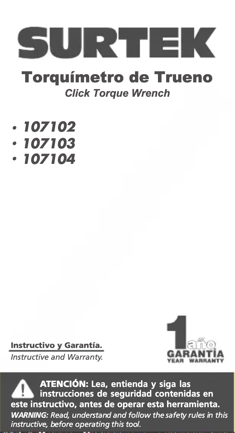 Page 1 de la notice Manuel utilisateur Urrea 107103