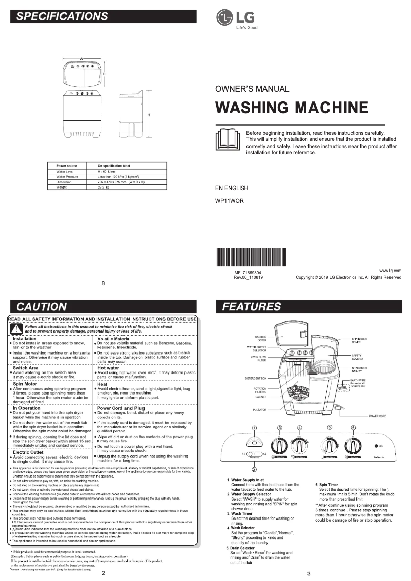 Image de la première page du manuel de l'appareil WP8GOR