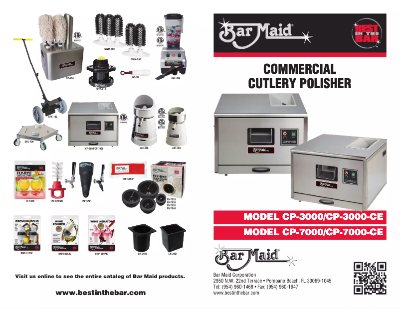 Page 1 de la notice Manuel utilisateur Bar Maid CP-7000