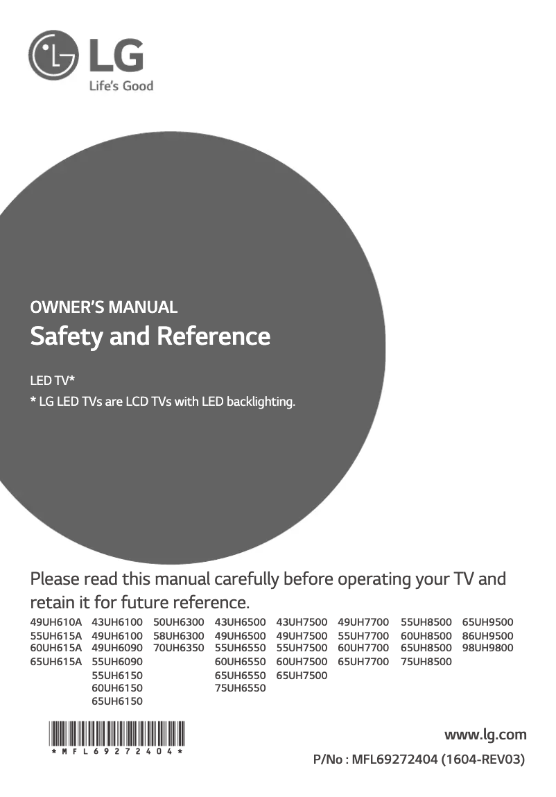Página 1 del manual Manual de usuario LG 75UH6550