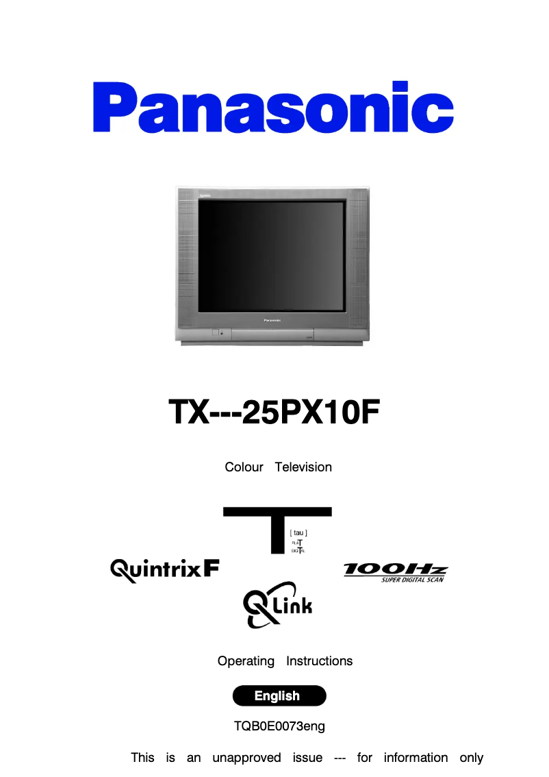 Imagen de la primera página del manual del dispositivo TX-25PX10F