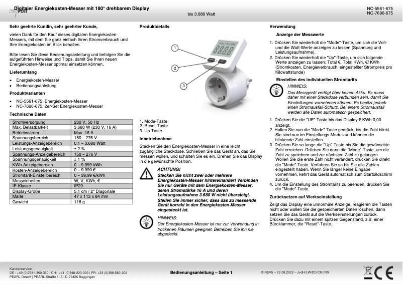 Image de la première page du manuel de l'appareil NC-5561-675