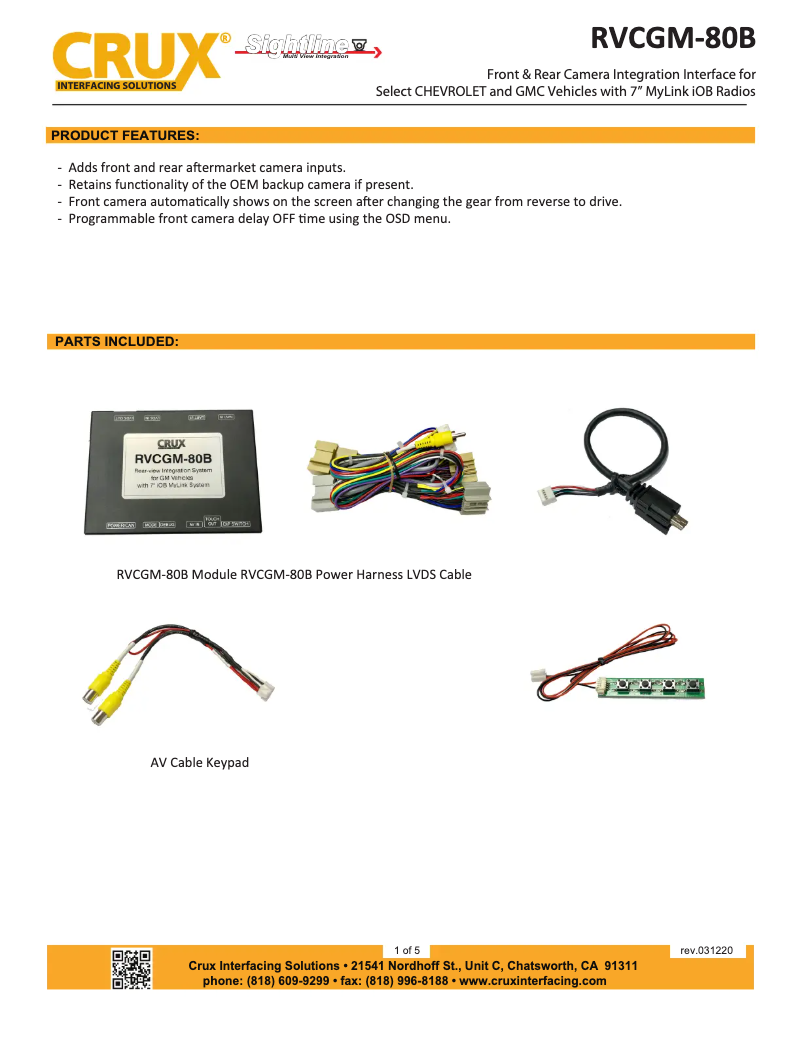 Page n°1 - Manuel utilisateur CRUX RVCGM-80B