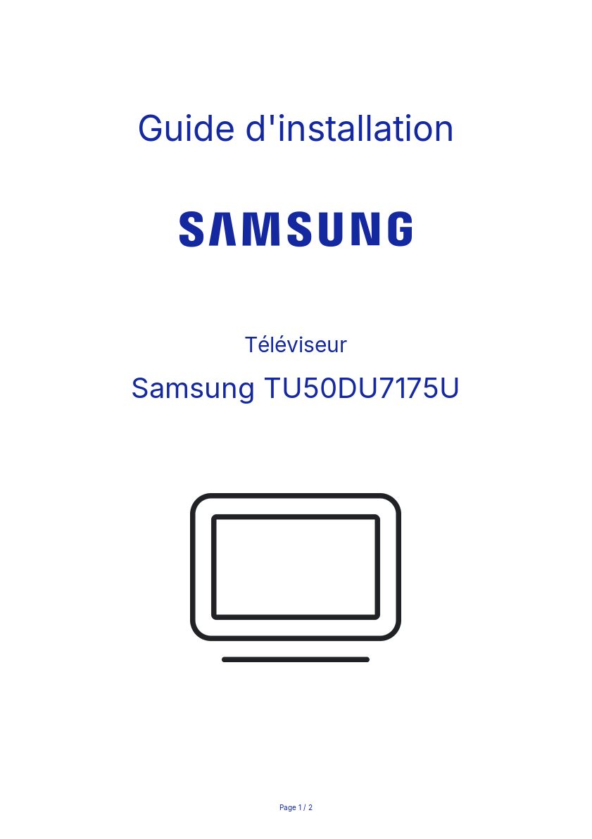 Page n°1 - Guide d'installation Samsung TU50DU7175U