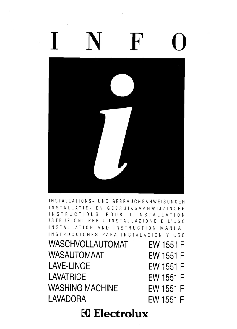Page n°1 - Manuel utilisateur Electrolux EW1551