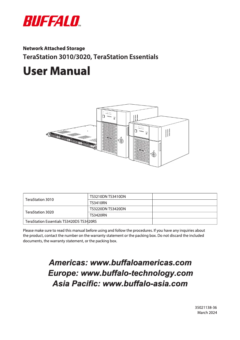 Page 1 de la notice Manuel utilisateur Buffalo TeraStation 3220