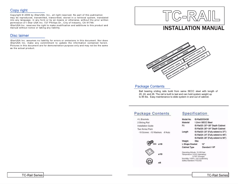 Image de la première page du manuel de l'appareil TC-RAIL-26