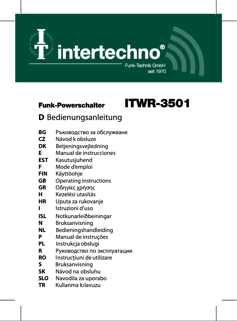 Image de la première page du manuel de l'appareil ITWR-3501