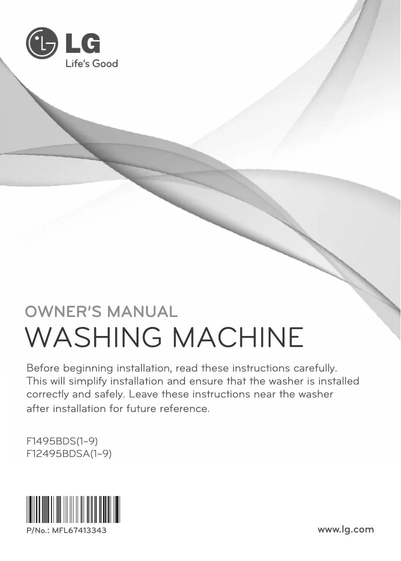 Page n°1 - Manuel utilisateur LG F12495BDSA