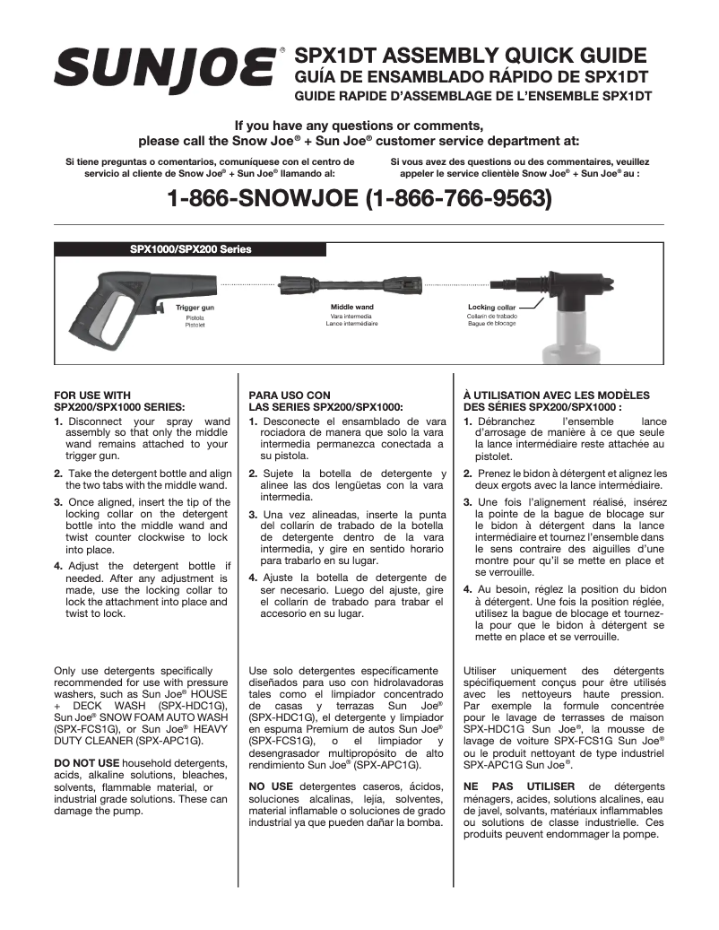 Page 1 de la notice Manuel utilisateur Sun Joe SPX1DT