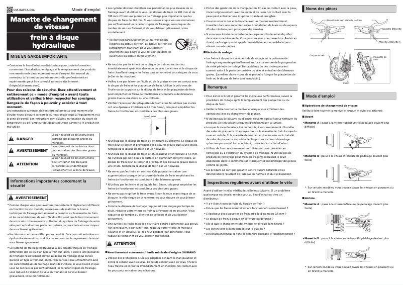 Page n°1 - Manuel utilisateur Shimano ST-EF505-8R