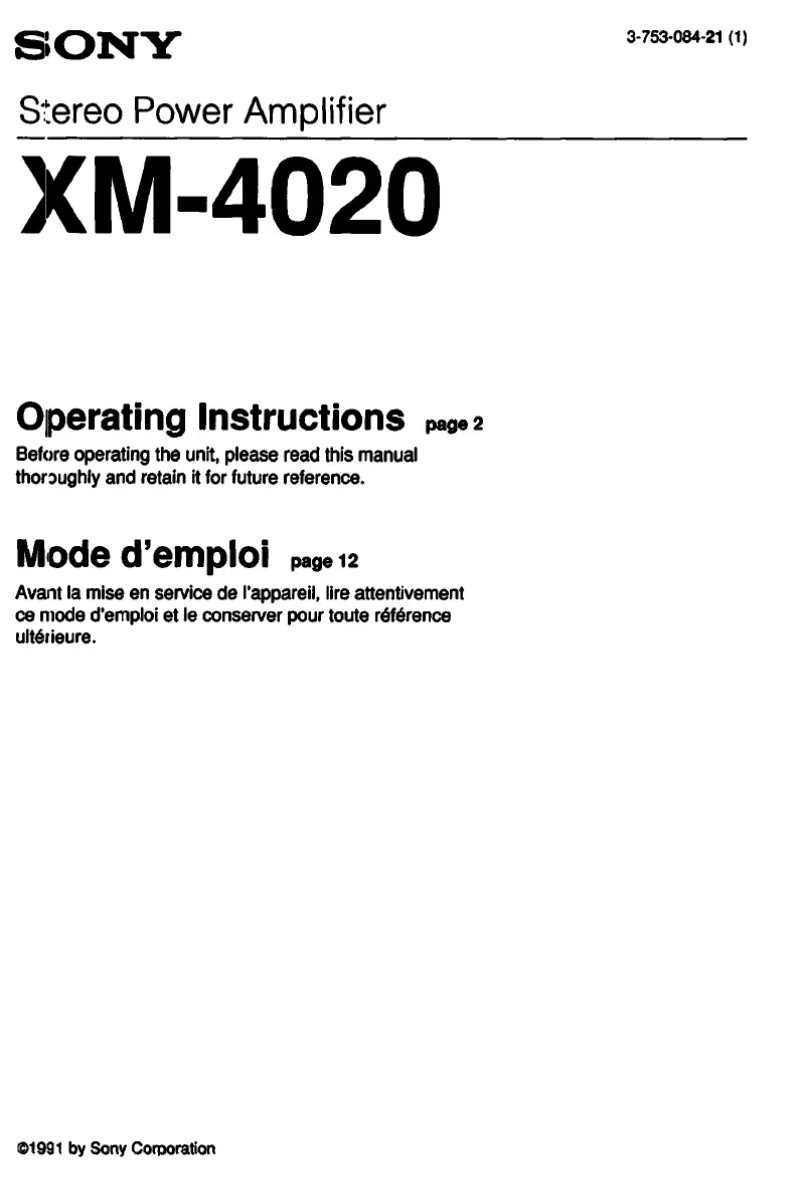 Image de la première page du manuel de l'appareil XM-4020