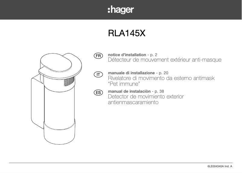 Page 1 de la notice Manuel utilisateur Hager RLA145X