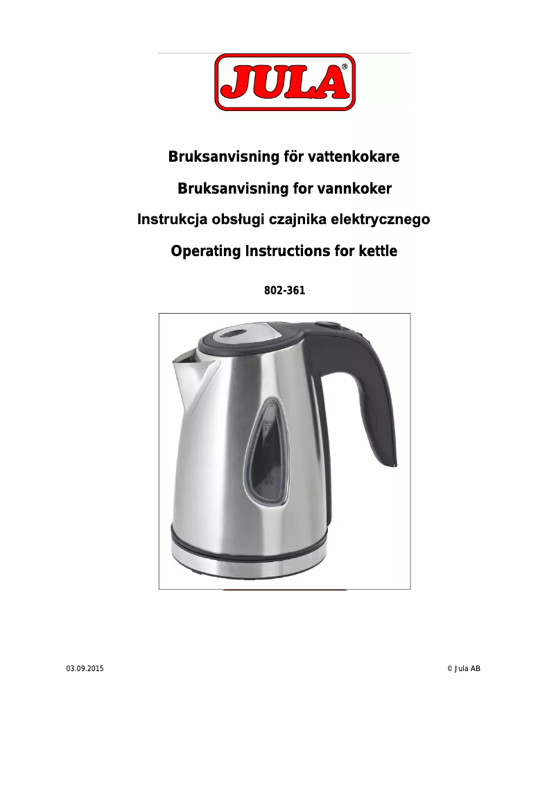 Page n°1 - Manuel utilisateur Menuett 802-361