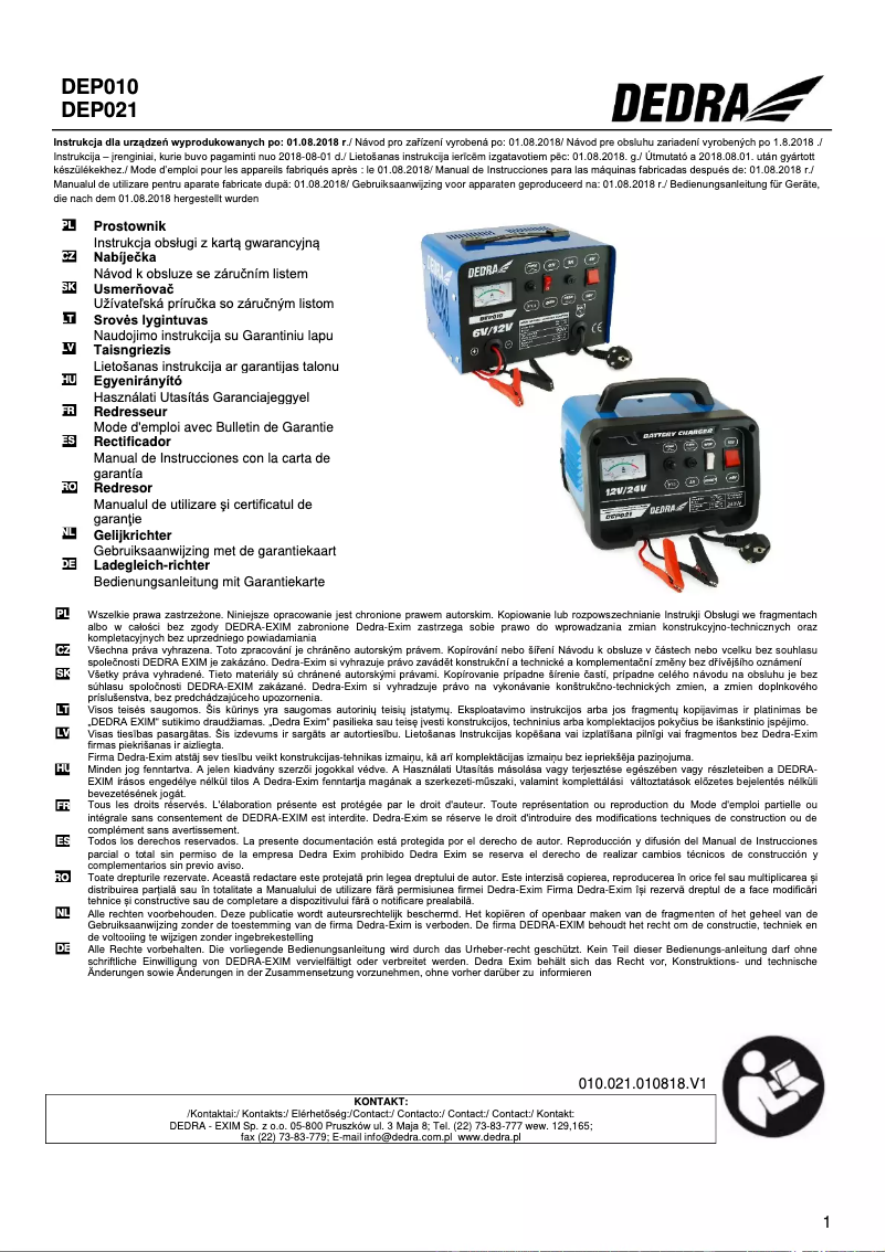 Image de la première page du manuel de l'appareil DEP021