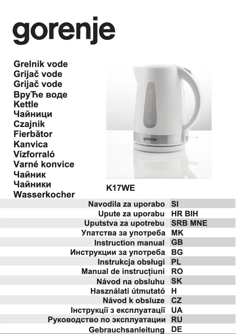 Page n°1 - Manuel utilisateur Gorenje K17WE