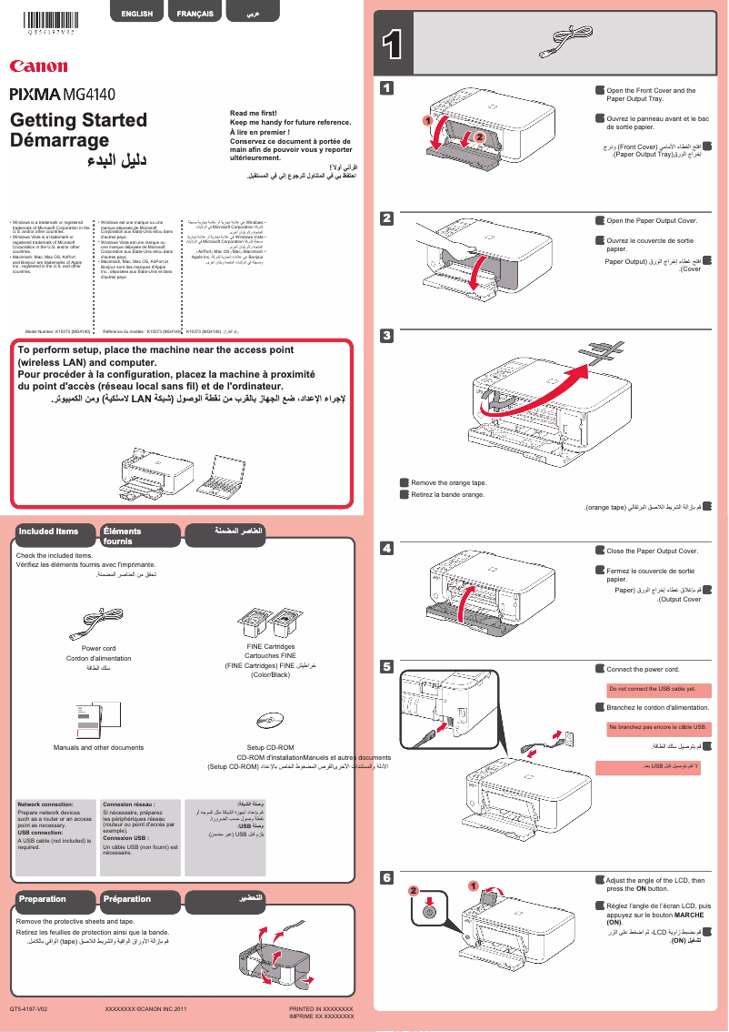 Page n°1 - Manuel utilisateur Canon Pixma MG4140