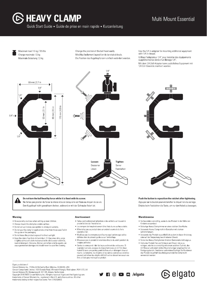 Página 1 del manual Manual de usuario Elgato Heavy Clamp