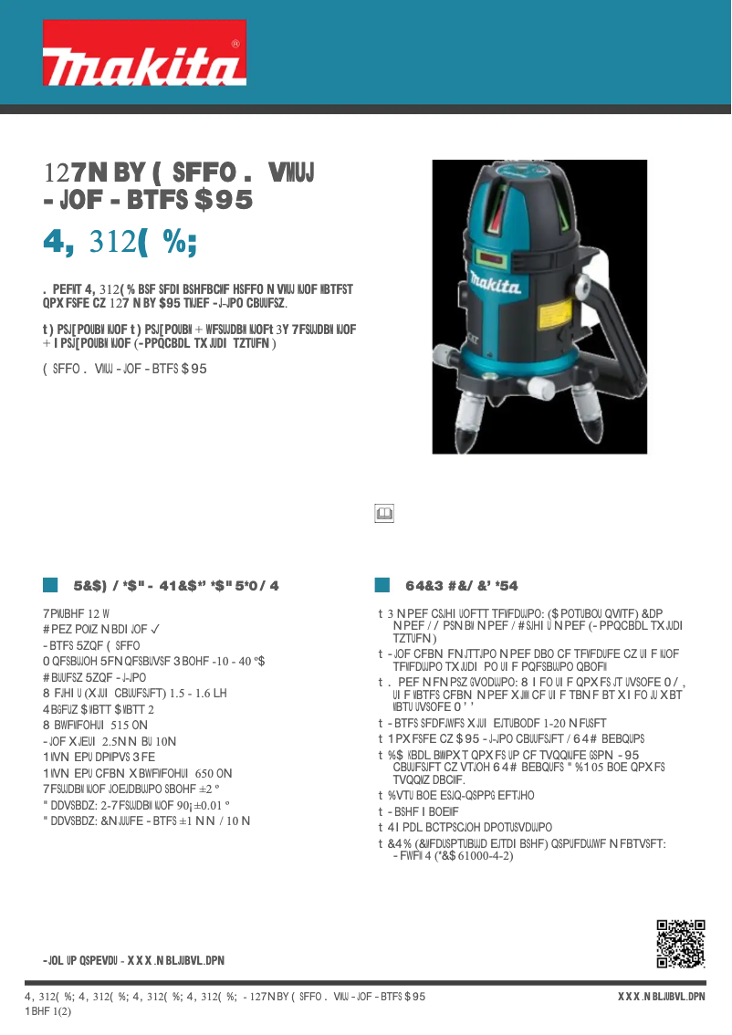 Page 1 de la notice Fiche technique Makita SK312GDZ