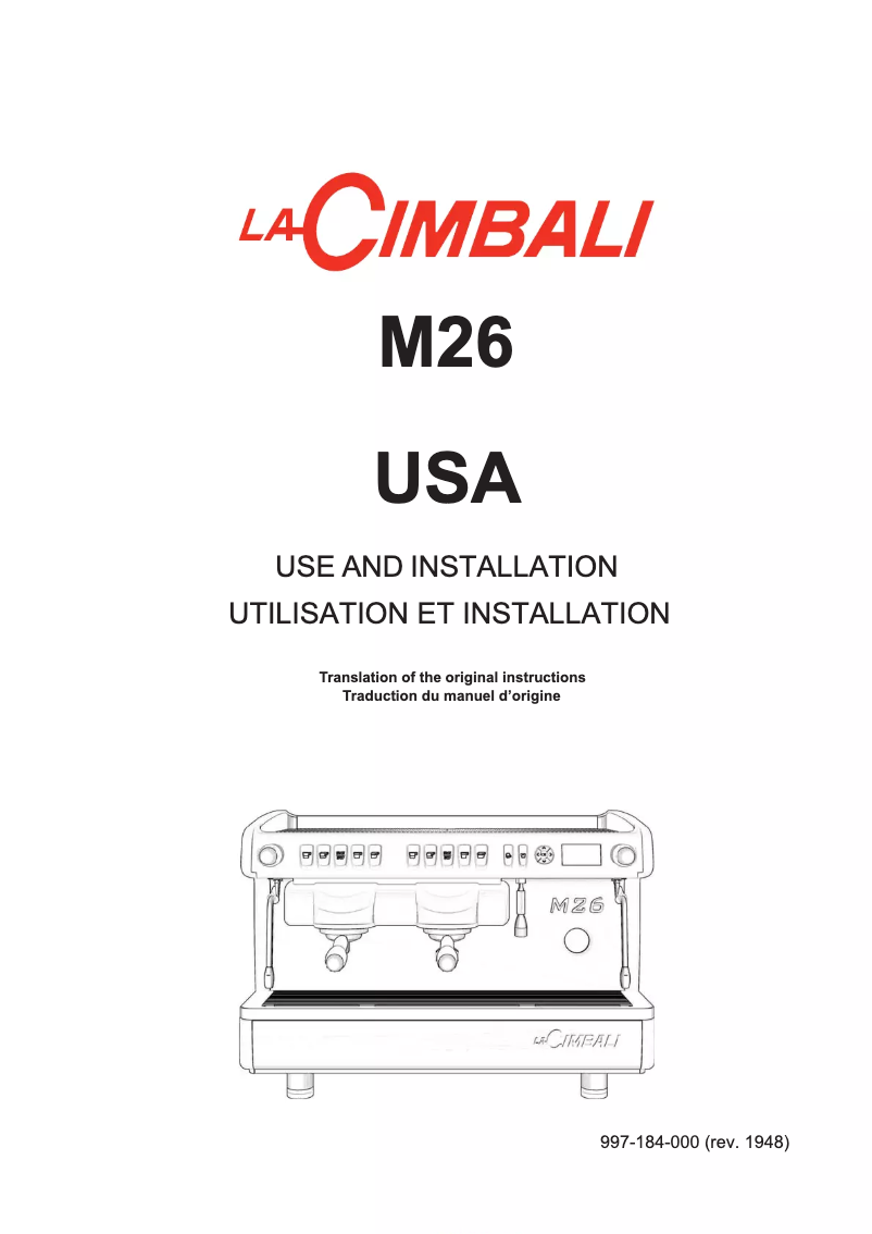 Page n°1 - Manuel utilisateur La Cimbali M26