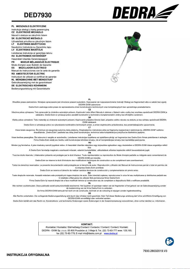 Página 1 del manual Manual de usuario DEDRA DED7930