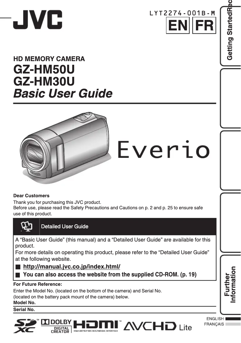 Page n°1 - Manuel utilisateur JVC Everio GZ-HM30