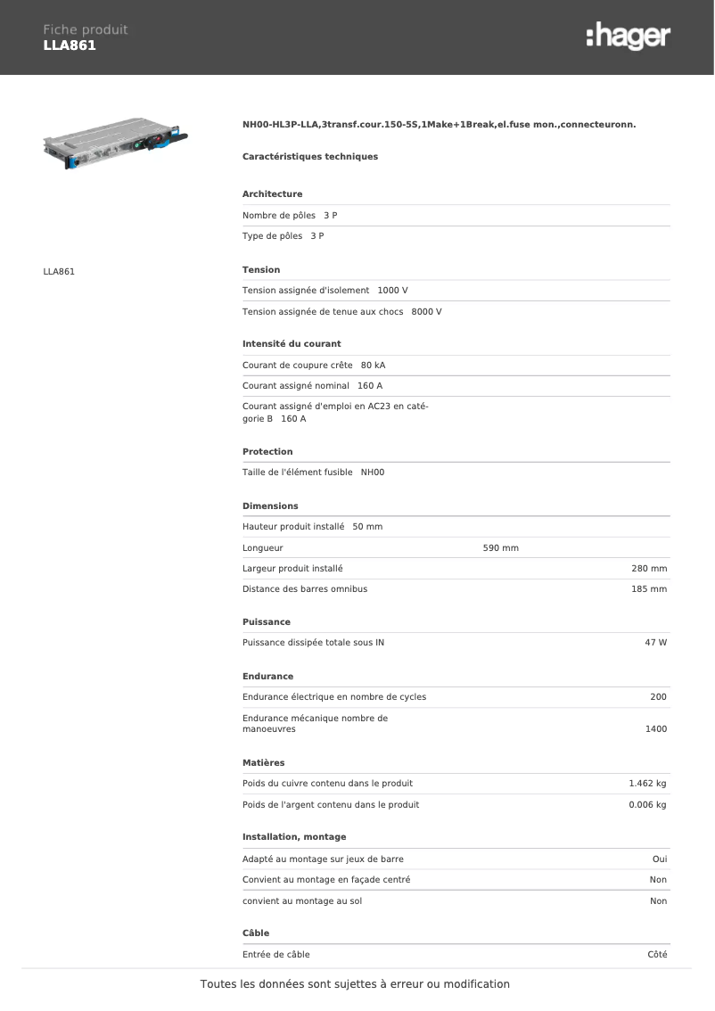 Image de la première page du manuel de l'appareil LLA861