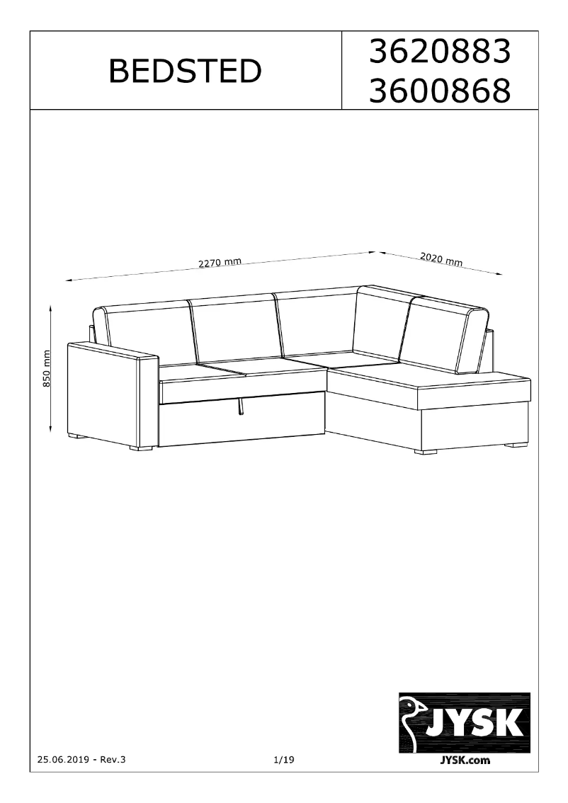 Page n°1 - Manuel utilisateur JYSK Bedsted