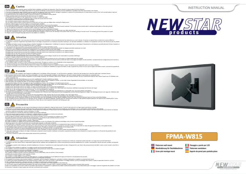 Page 1 de la notice Manuel utilisateur Newstar FPMA-W815