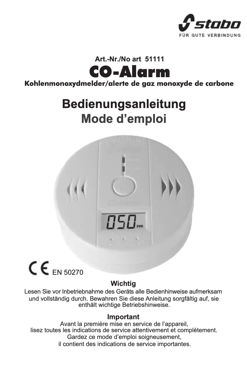 Página 1 del manual Manual de usuario Stabo CO-Alarm