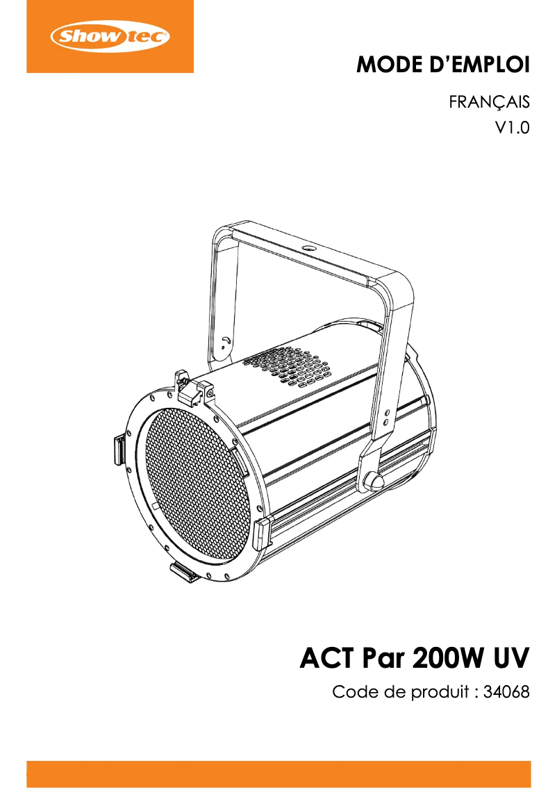 Page 1 de la notice Manuel utilisateur Showtec ACT Par 200W UV
