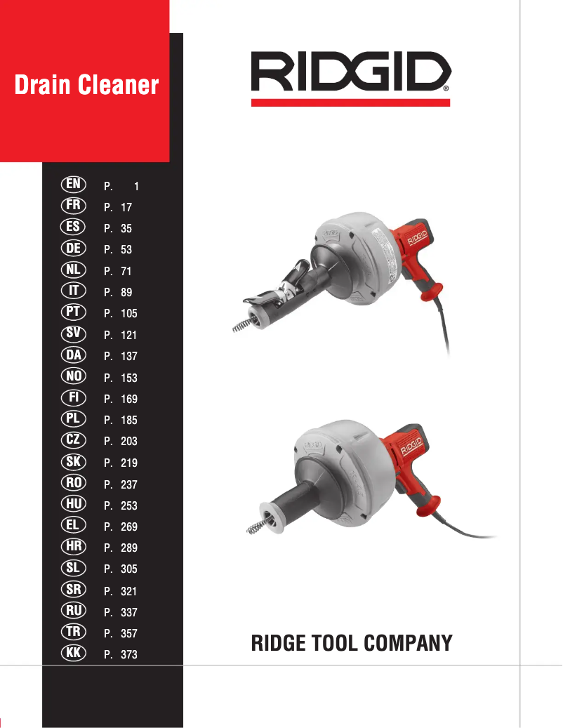 Page 1 de la notice Manuel utilisateur Ridgid K-45